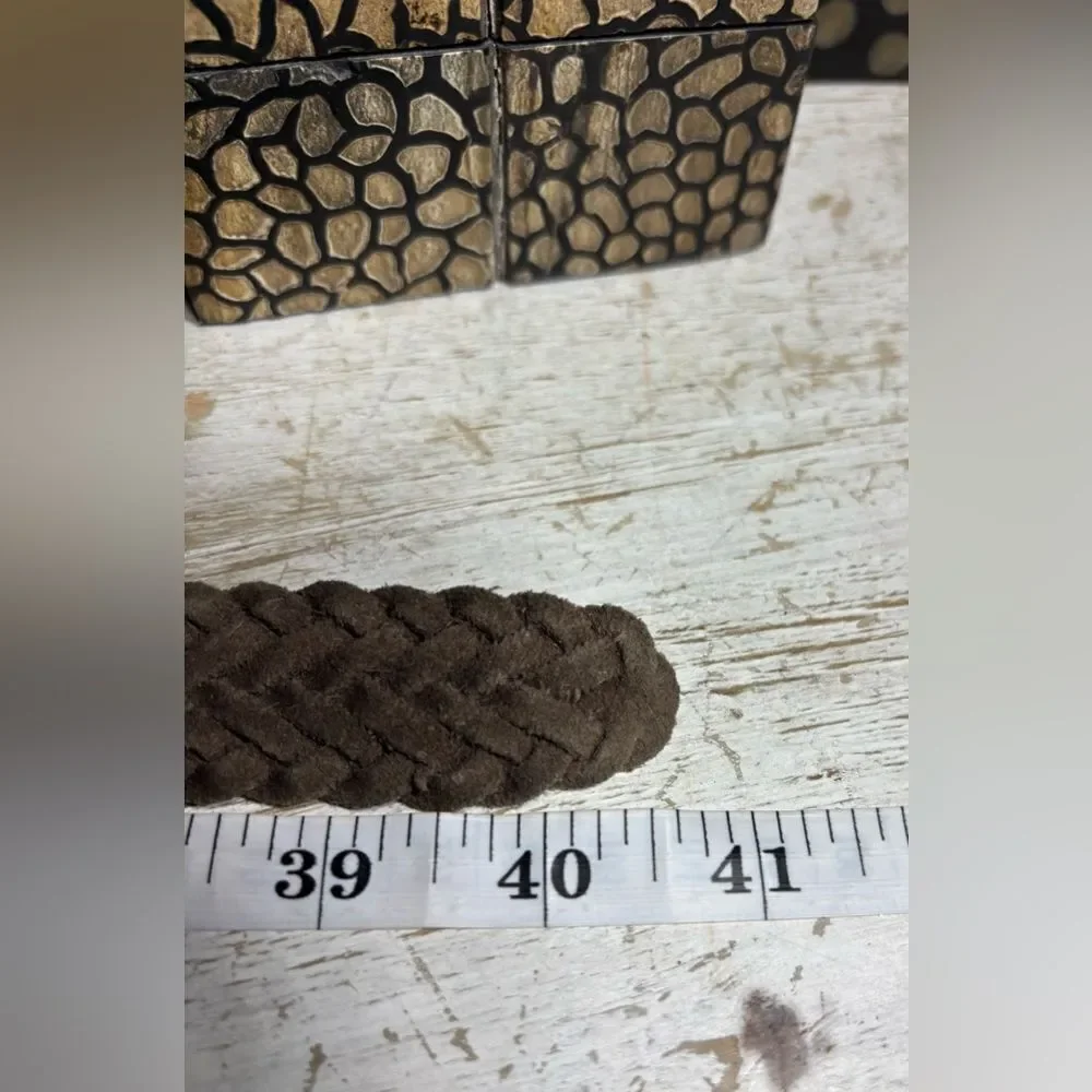 40.5” Brown Genuine Leather Woven Belt Size 32